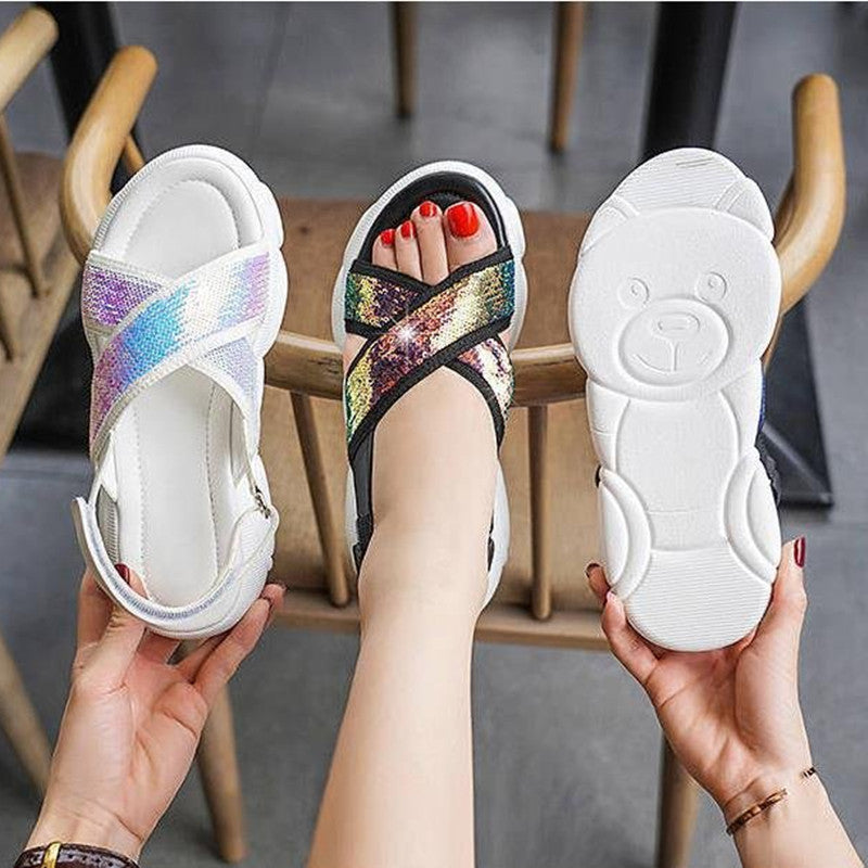Women's Fashion Comfortable Platform Sequin Sandals
