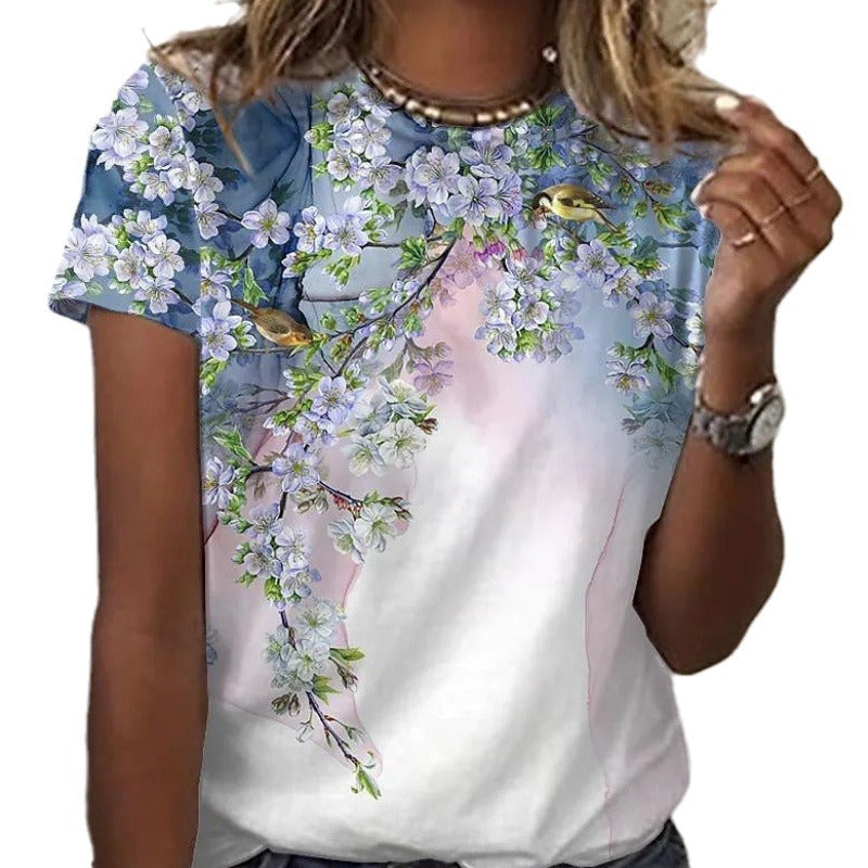 Flower 3D Digital Printing Short Sleeve