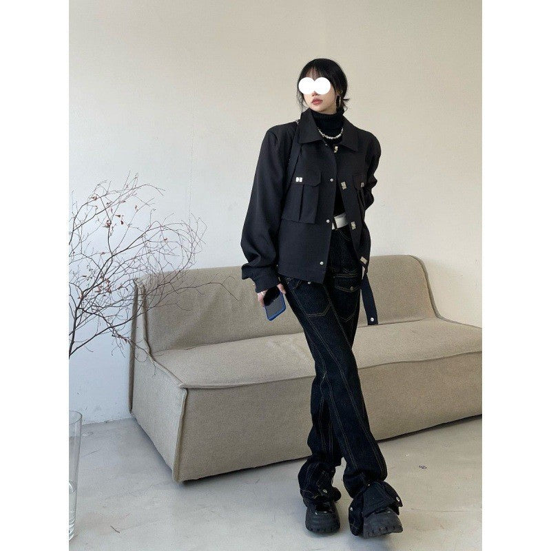 Women's Loose High Waist Slim Wide Leg Mopping Trousers