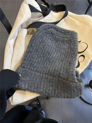 Women's Pure Color Warm Keeping Woolen Cap Scarf