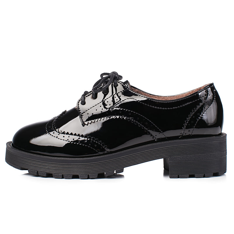Versatile Lace Up Thick Heeled Sponge Shoes