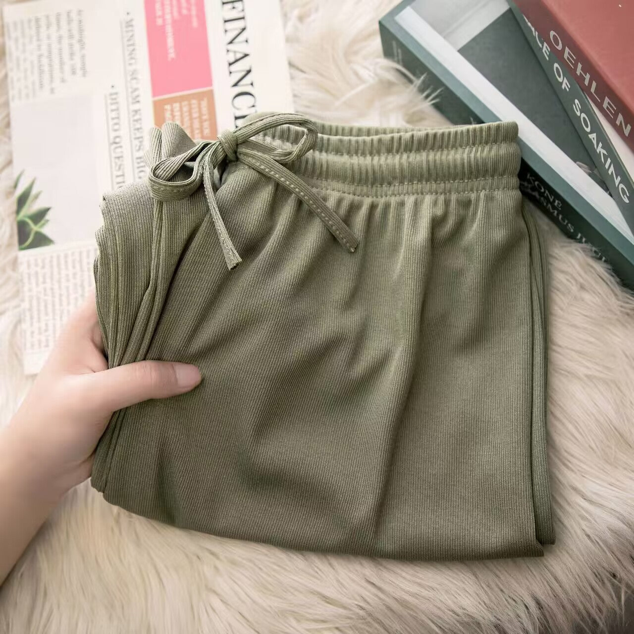 Women's Summer High Waist Loose Drooping Straight Casual Pants