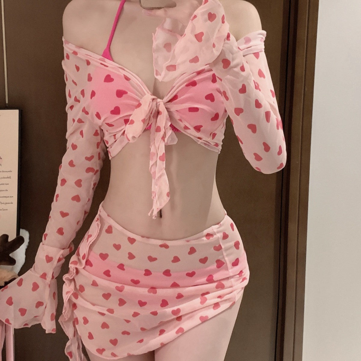 Heart Shaped Bikini Three Piece Set