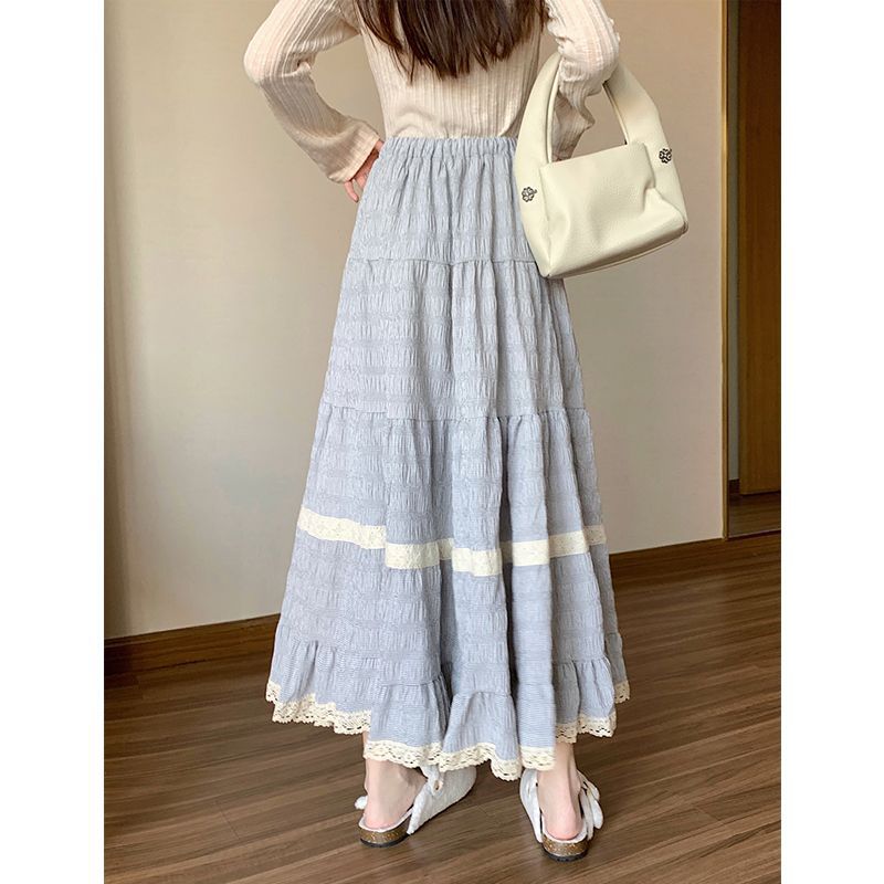 Design Sense Stitching Skirt Women's Springsummer Gentle Drape