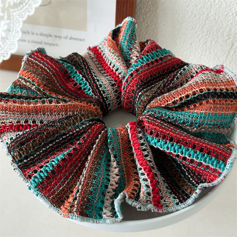 Summer Hollow Knitted Large Hair Band Women's