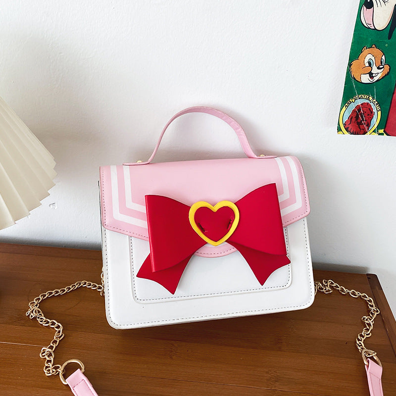 Contrasting Color Pu Messenger Bag Funny Personality