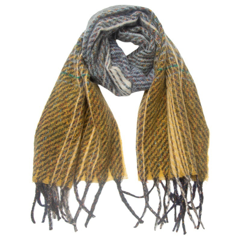 European And American Clip Flower Gradient Color Tassel Scarf