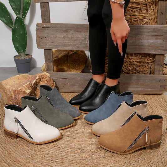 Womens Chunky-Heel Pointed-Toe Ankle Boots