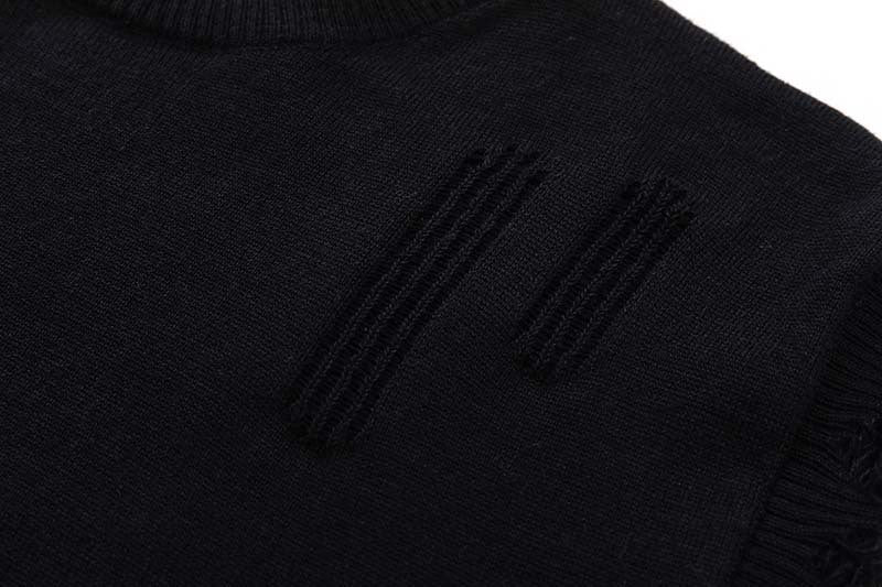 Vintage Street Trendy Mørk Ærmeløs Rundhalset Sweater
