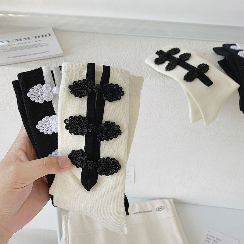 Women's Fashion Personality Buckle Decorative Socks