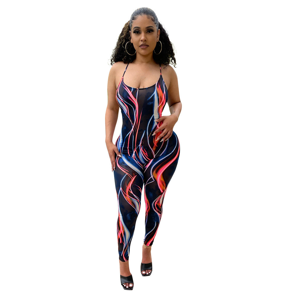 Women's Mesh See-through Suspender Jumpsuit