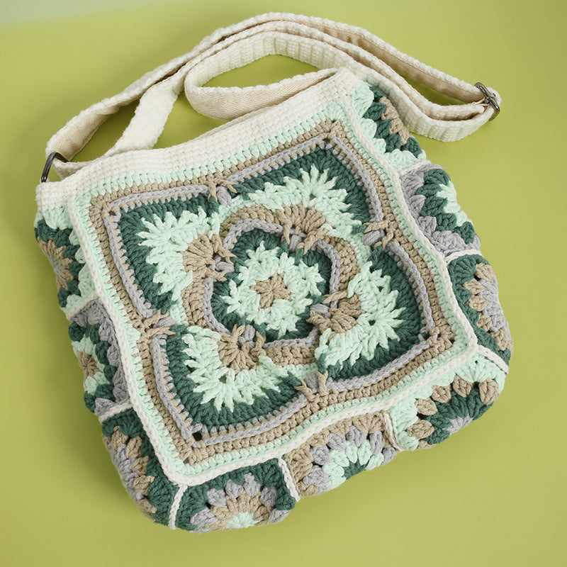 Håndvævet Bedstemor Plaid Crossbody-taske i bohemestil