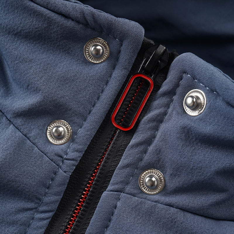 Hooded Men's Casual Coat Slim Solid Zipper Jacket