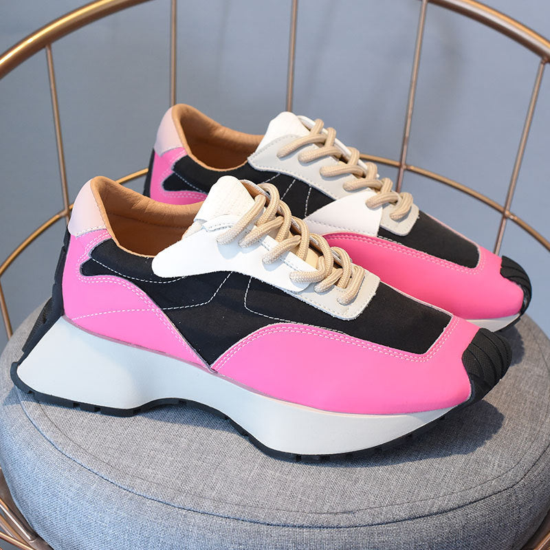 Pointy Toe Daddy Shoes Women's Trendy Brand Thick Bottom Ugly Cute Retro