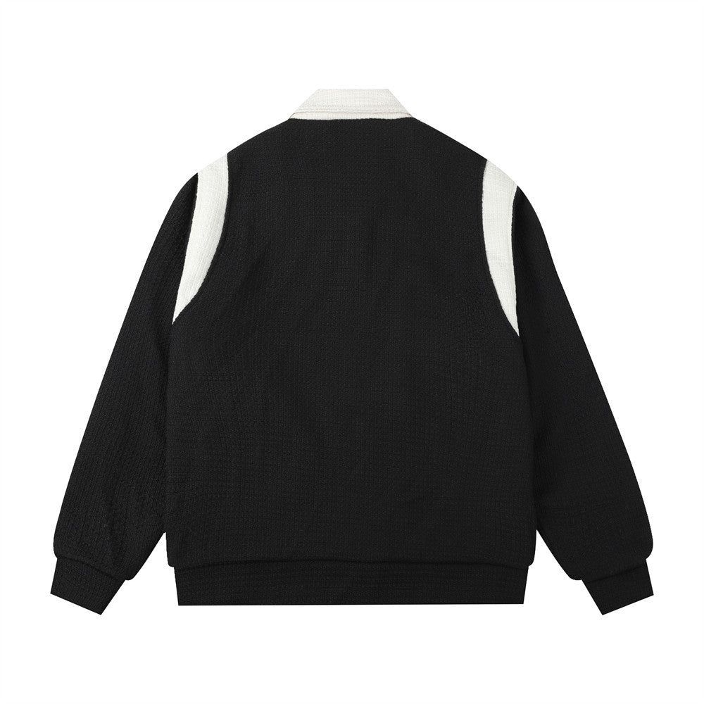 Color Stitching Turnover Neck Jacket Men's Autumn And Winter American Style