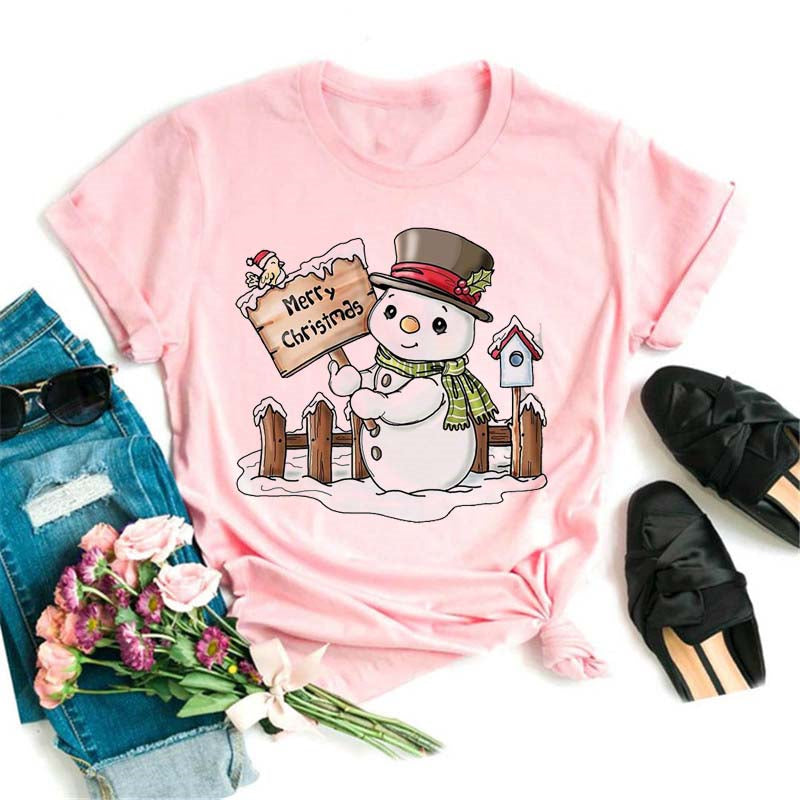 Christmas Red Plaid Leopard Short Sleeves