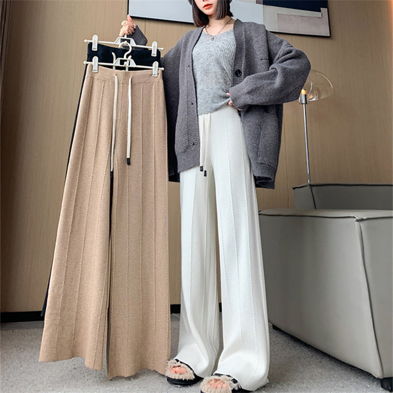 Women's High Waist Drooping Knitted Wide-leg Pants Loose