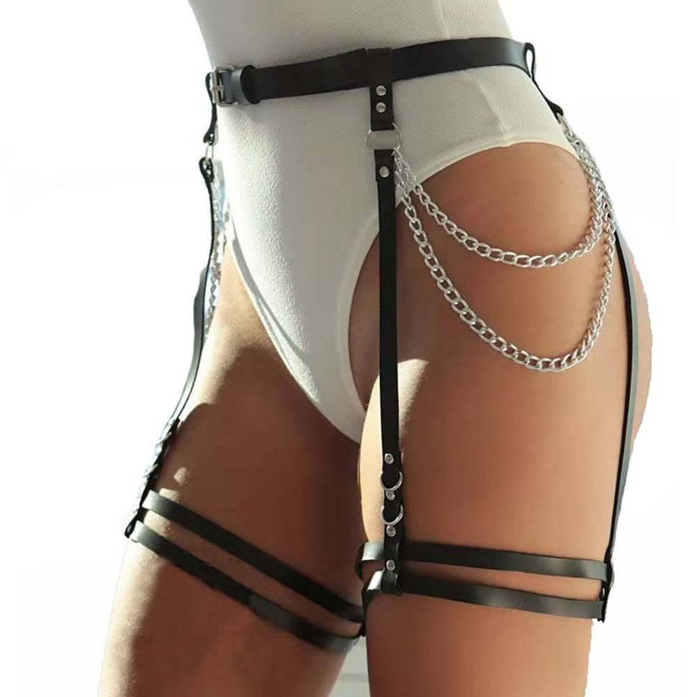 Belt Chain Adjustable Integrated Leg Loop Garter Belt