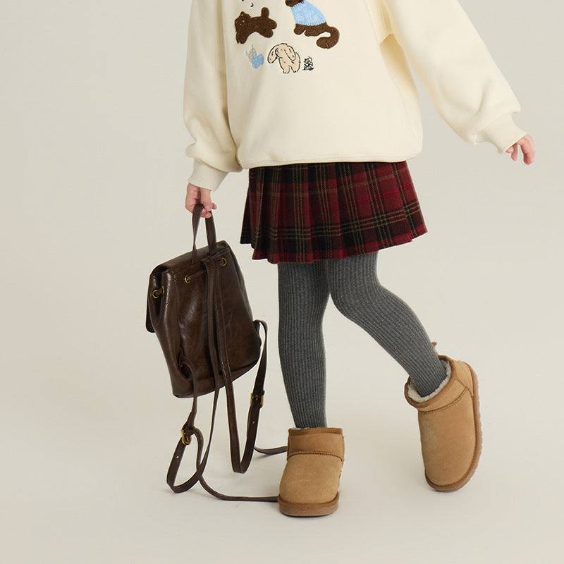 Girls' Pure Color Minimal Versatile Skirt
