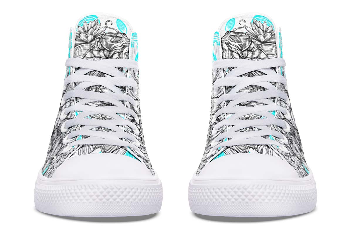 Men's And Women's Fashion Color Printing High-top Canvas Shoes