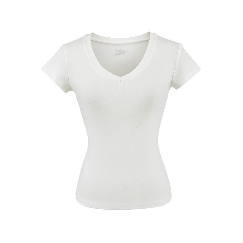Silk Short-sleeved T-shirt Women's Short Waist-controlled Top