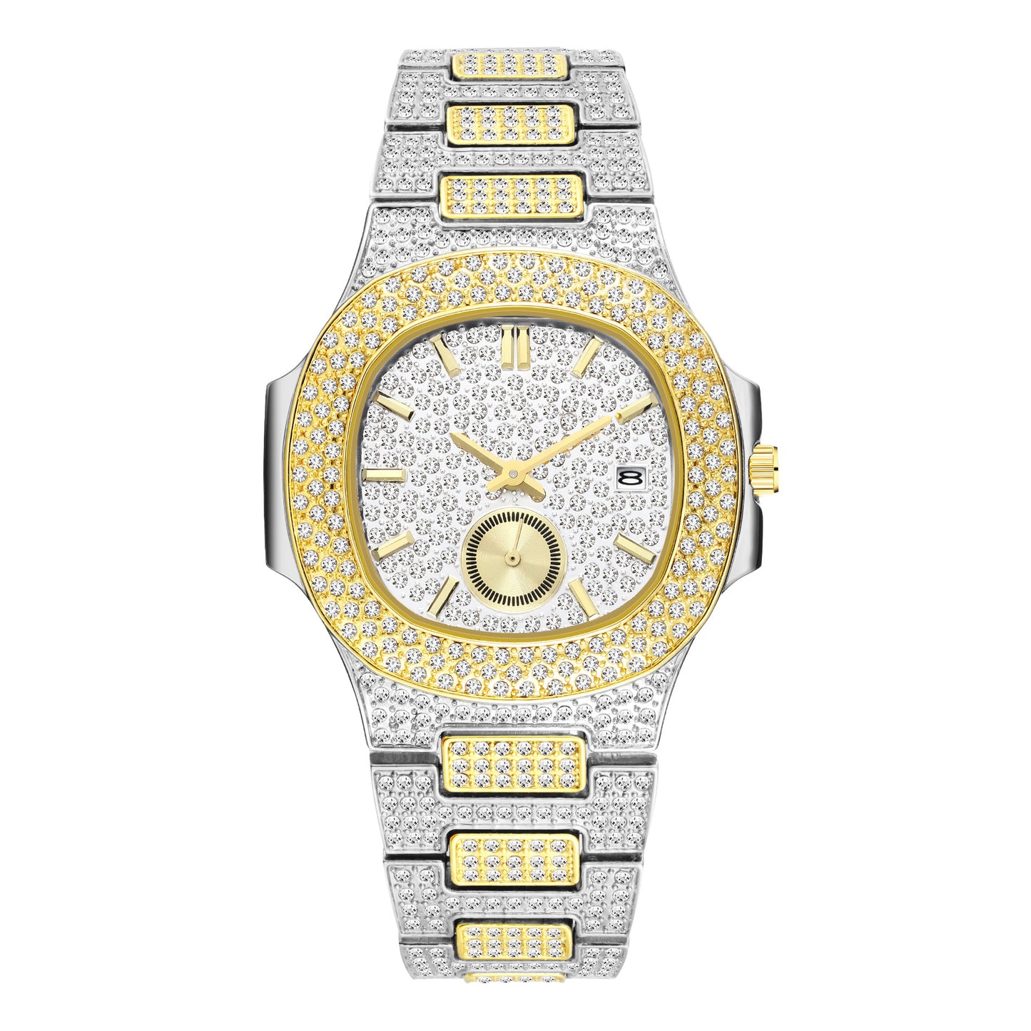 Hip Hop fuld diamant urskive high-end guld fuld diamant herre quartz ur