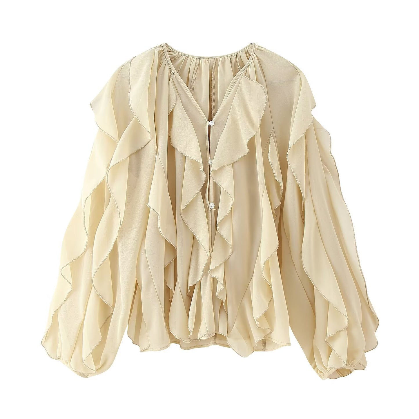 V-halset lagdelt bluse i westernstil til kvinder