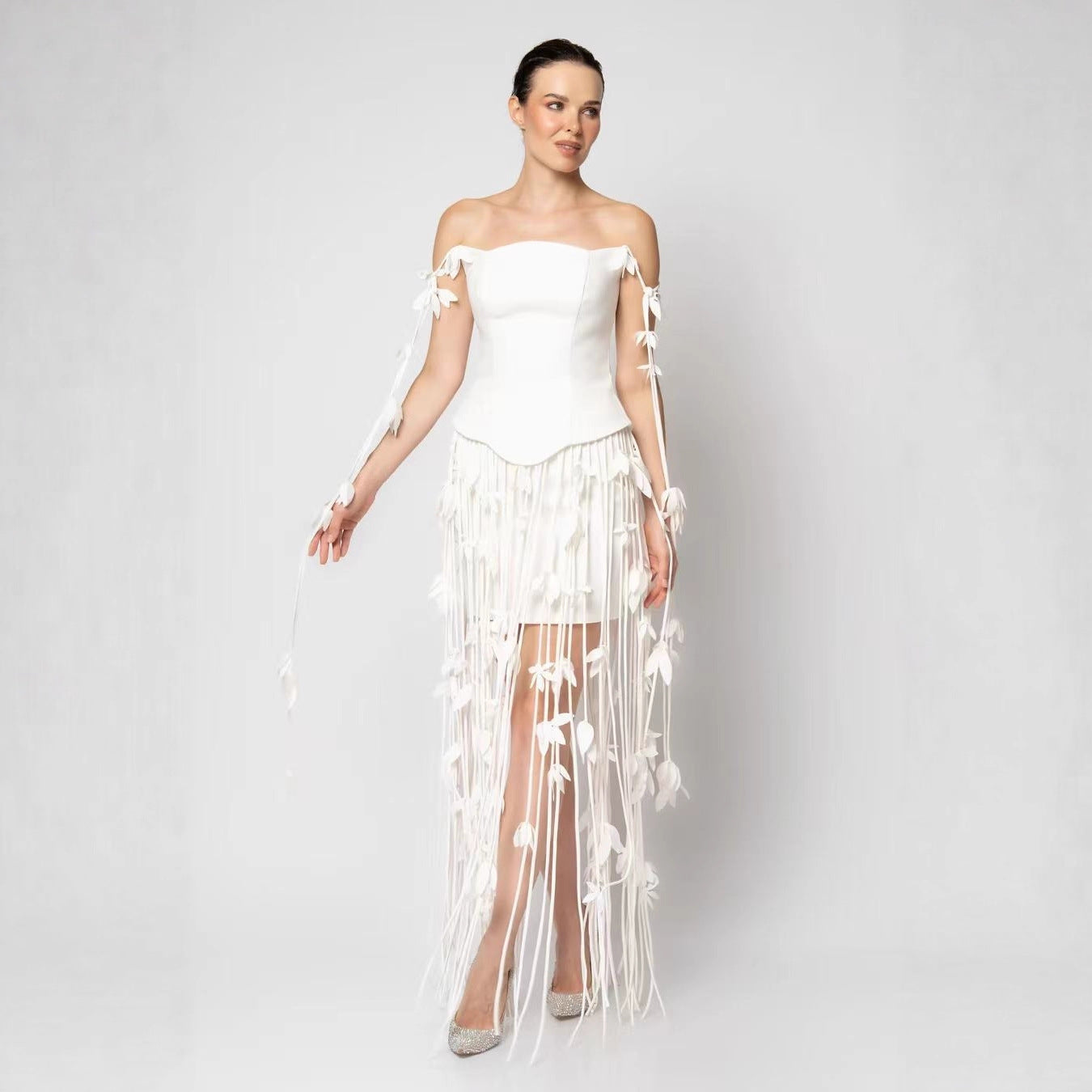 Women's European And American-style Sexy Strapless Tassel Bodycon Dress