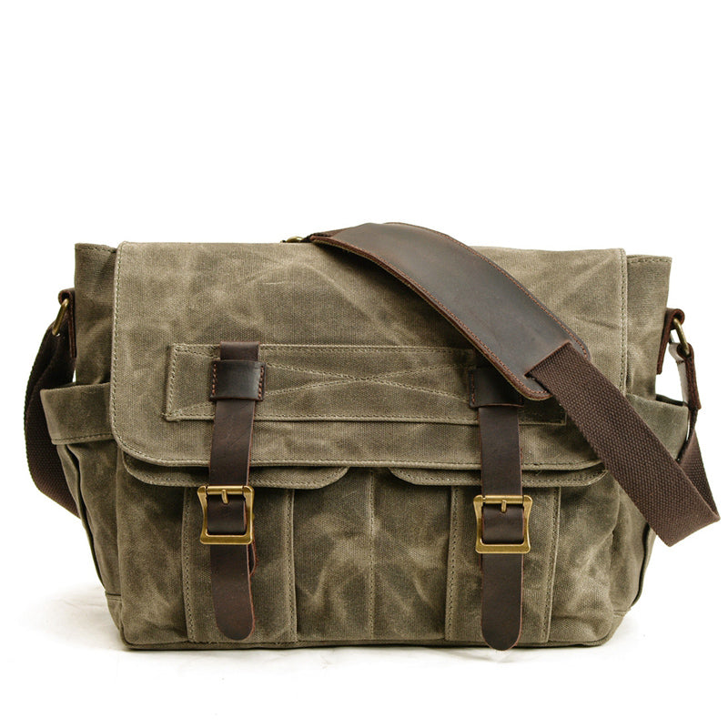 Vintage Waterproof Oil Wax Canvas Single-shoulder Messenger Bag