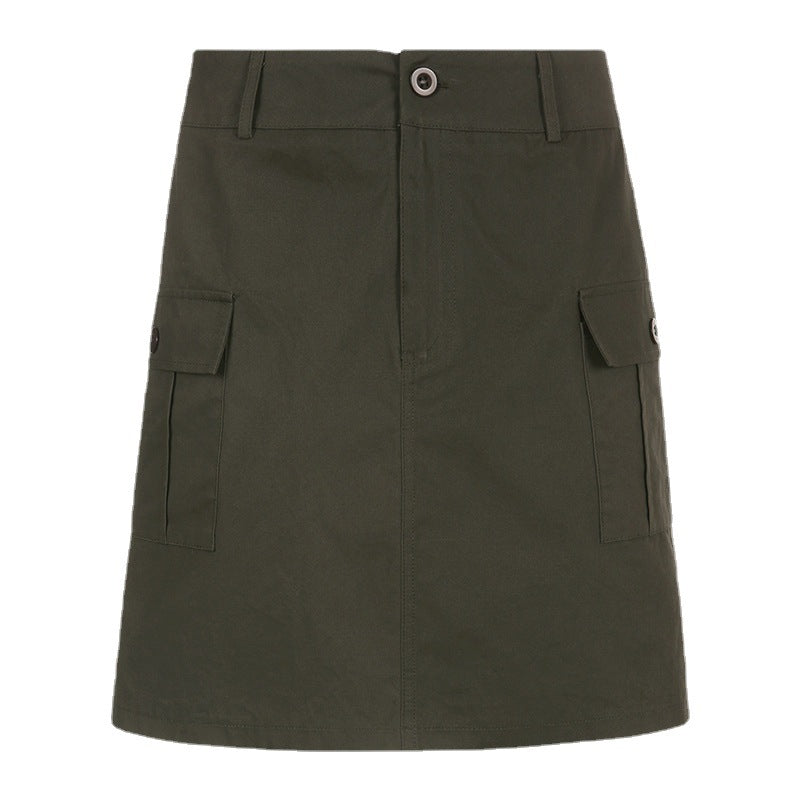 Workwear Pocket A Line Half Skirt