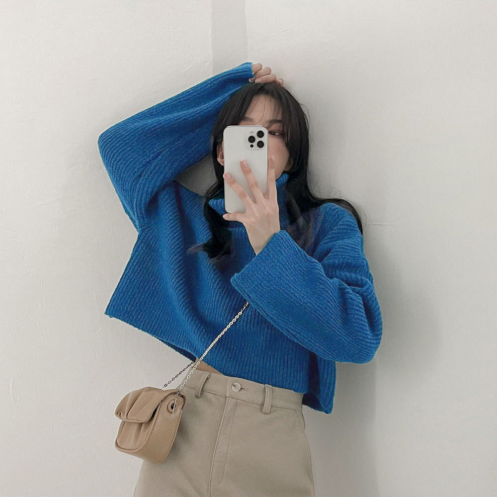 Thick Turtleneck Women's Long-sleeved Short Sweater