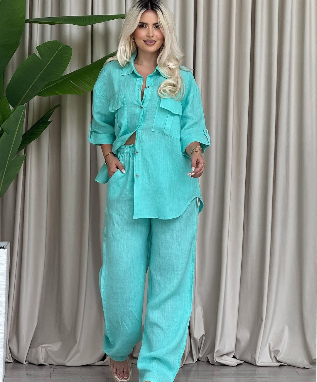 Long Sleeve Shirt Loose Two Piece Pants
