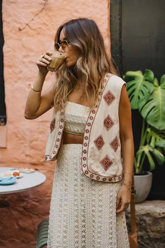 Sommer Broderi Vestjakke
