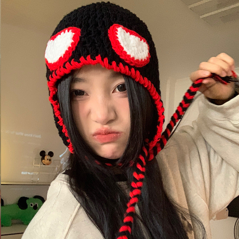 Autumn And Winter Pullover Cartoon Cute Funny Ear Protection Hand-woven Wool Hat