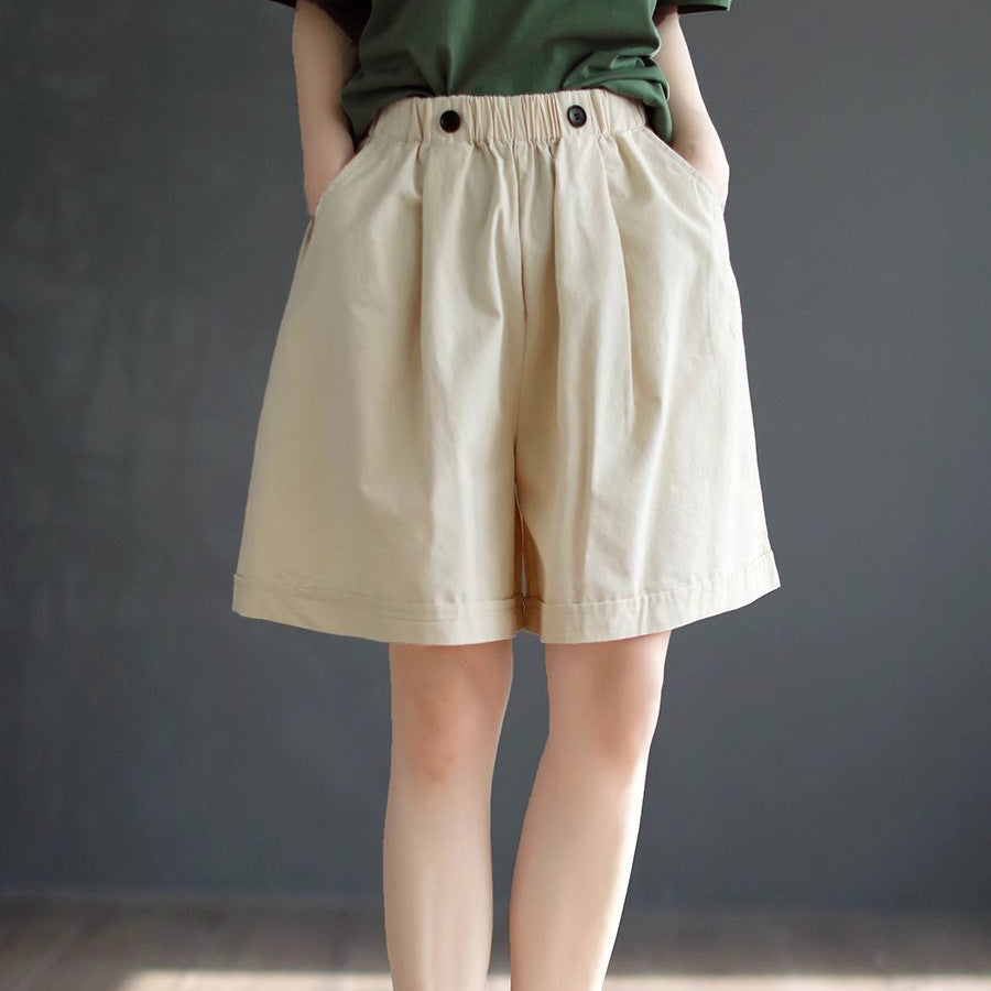 Pure Cotton Six-Color Shorts Womens Plus Size Loose Summer Retro