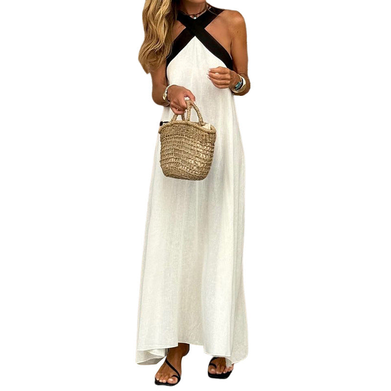 Halter Neck Sleeveless Linen Dress