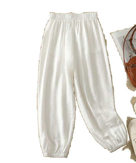 Womens Cotton Linen Cropped Harem Pants