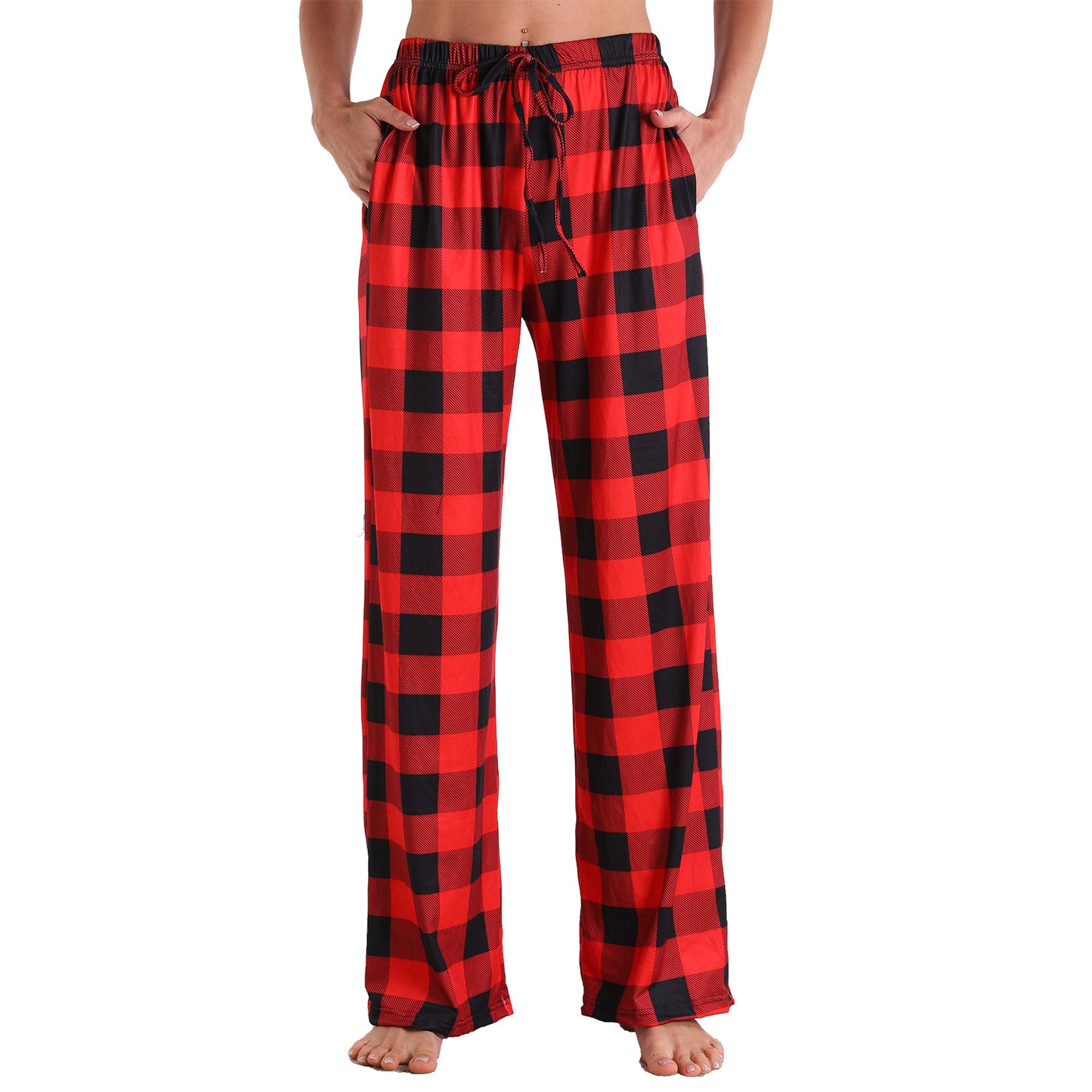 Stretch Cotton Straight-leg Pants Printing Elastic Cord Trousers