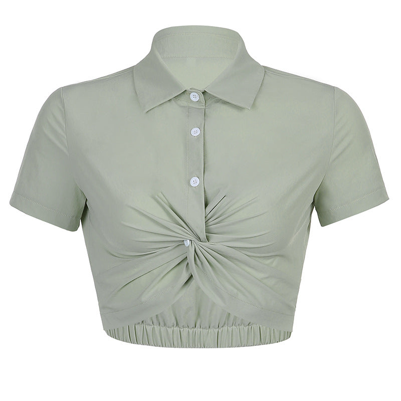 Women's Design Twist Solid Color Short Sleeve T-Shirt