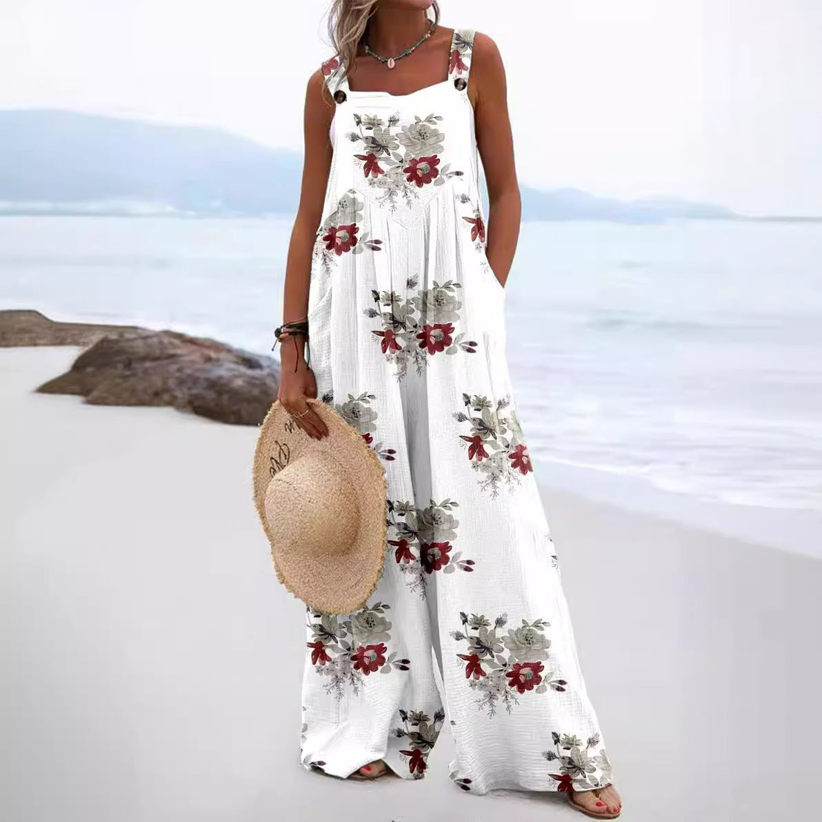 National Fashion Button Digital Printing Romper