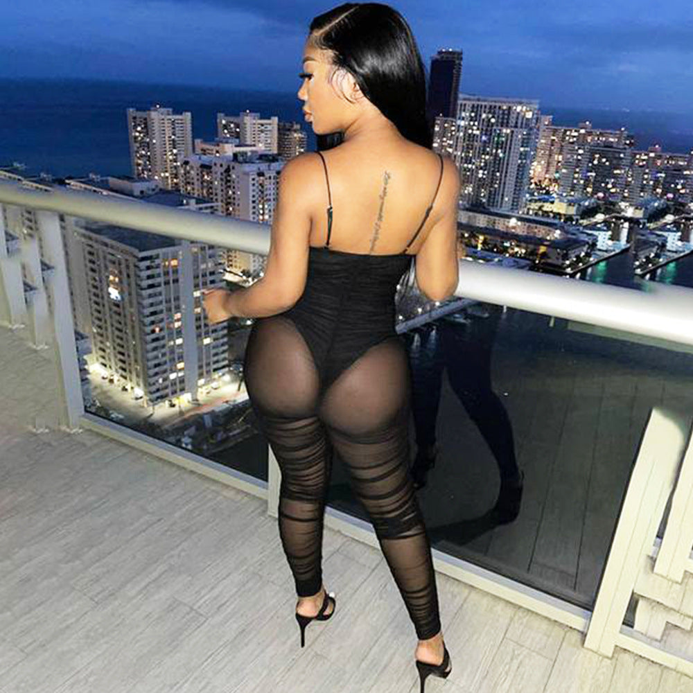 Women's See-through Suspender Jumpsuit