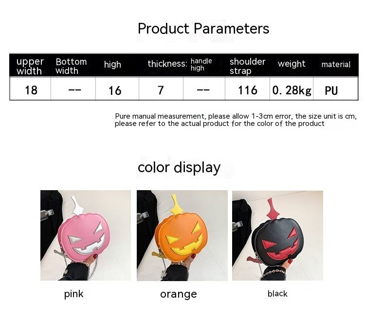 Contrast Color Cartoon Funny Pumpkin Crossbody Shoulder Bag