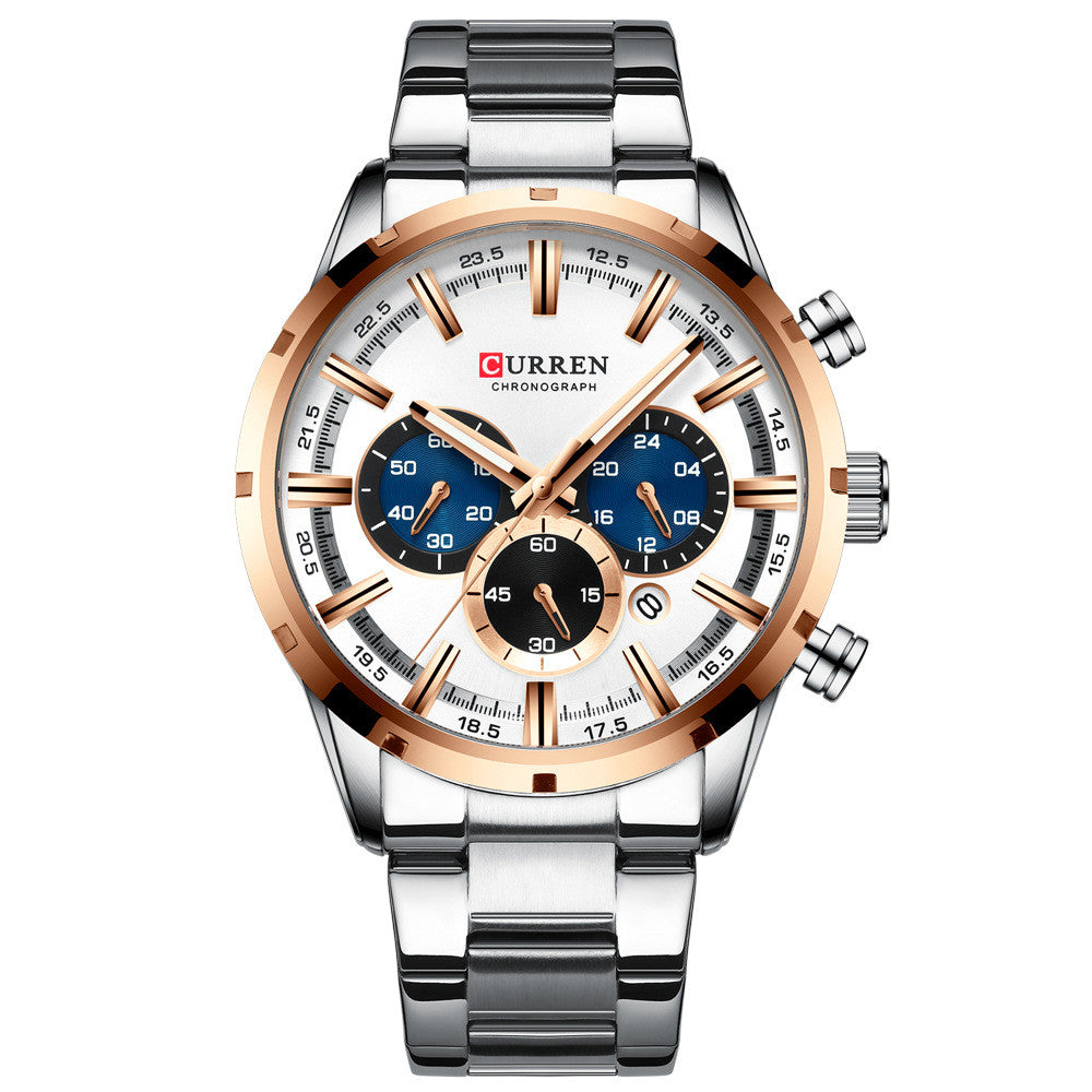 Quartz Six-hand Calendar Steel Band Business Men's Watch