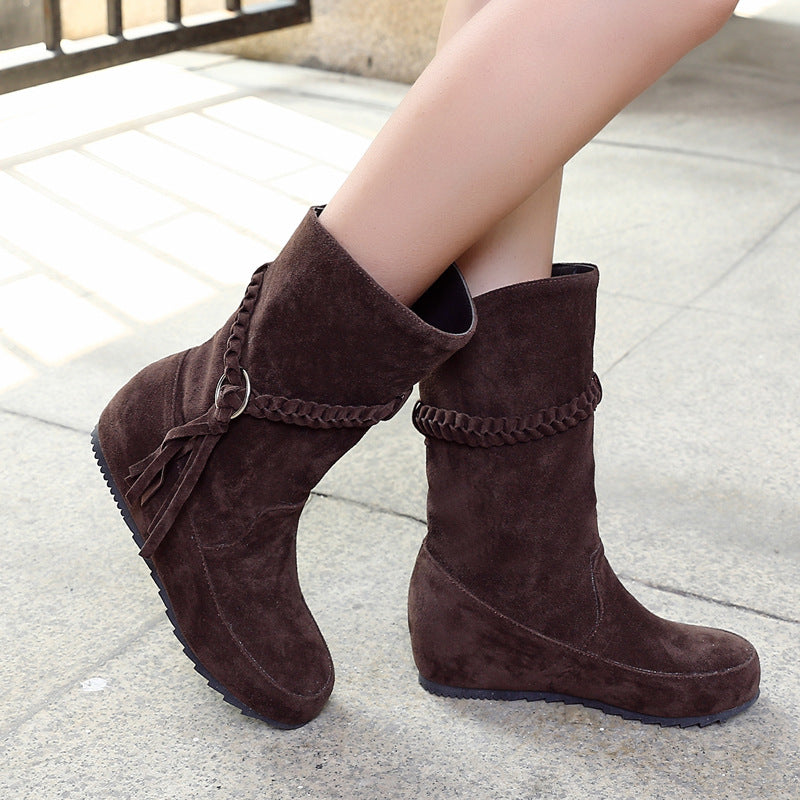 Short Low-heel Martin Boots In Nubuck Leather