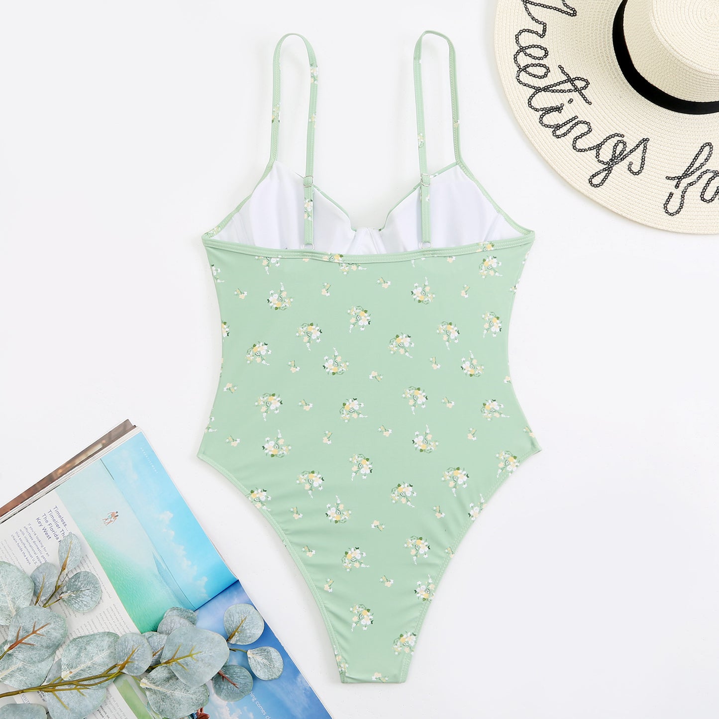 Women's Underwire Floral One Piece Swimsuit
