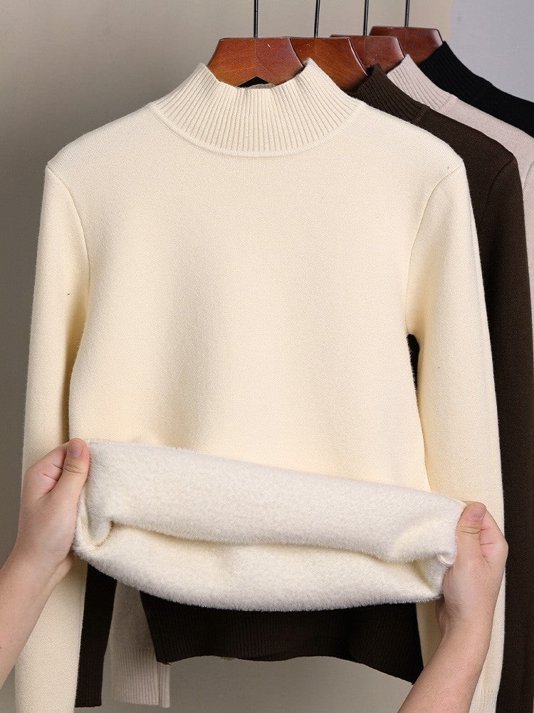 Fleece-lined Thick Turtleneck Sweater Women