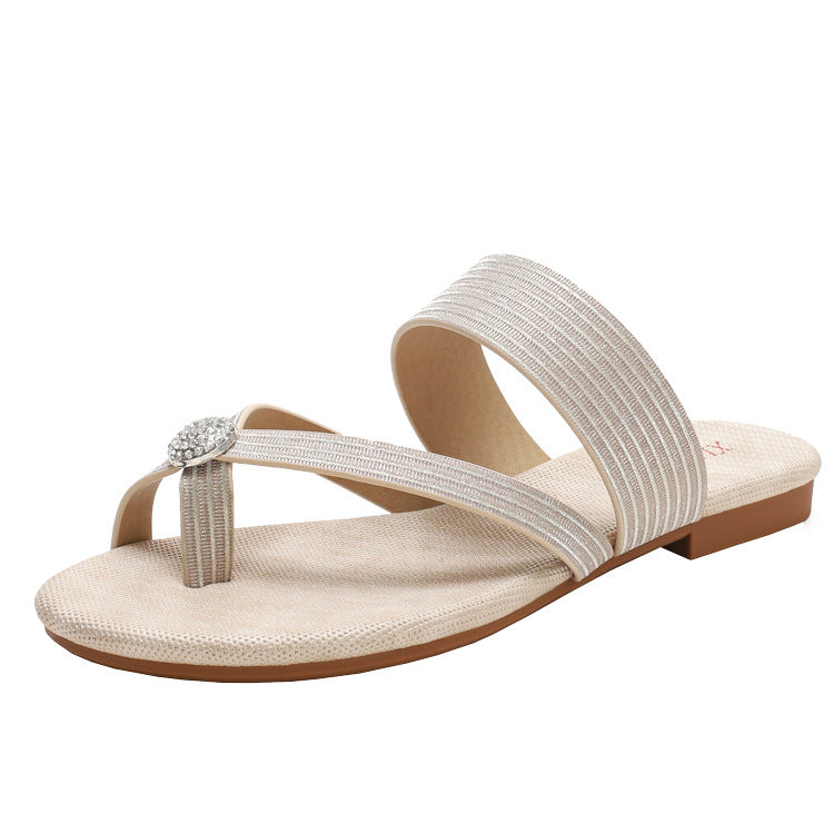 Women's Rhinestone Resort Beach Flat All-match Roman Shoe