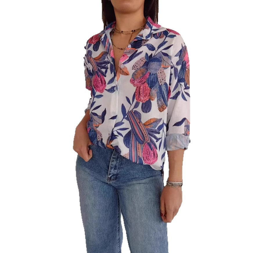 Women's Loose Casual Print Shirt Top