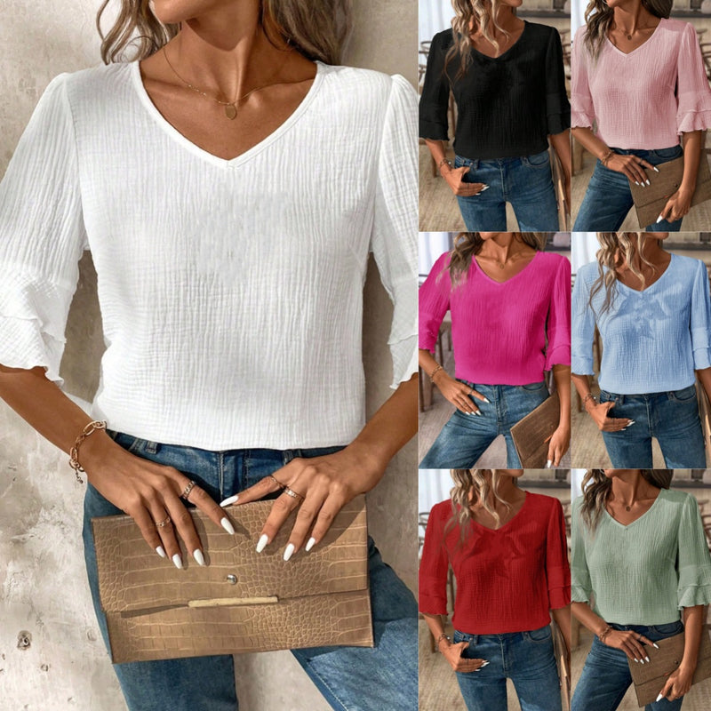 Women's Fashionable Solid Color Loose Casual Top
