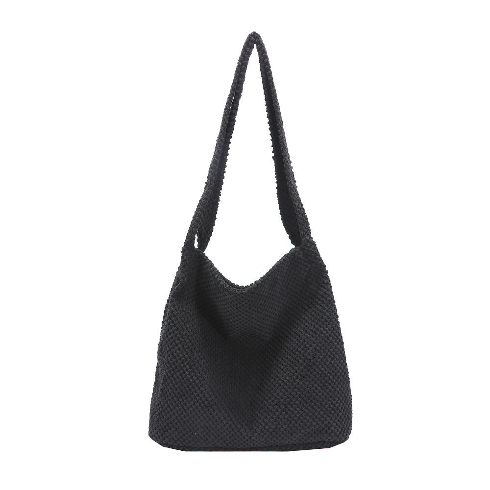 Solid Corduroy Shoulder Bag Simple And Light For Women